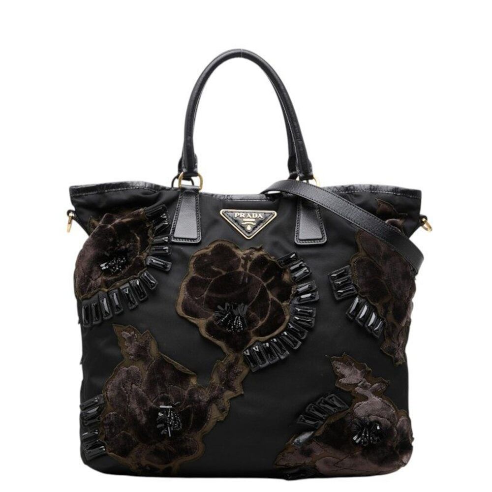 Prada Beads Flower Nylon 2way Shoulder Bag